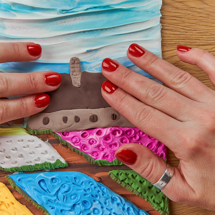 Set pictura senzoriala 3D cu argila usoara, Campuri cu flori in Olanda, 30x40 cm [4]