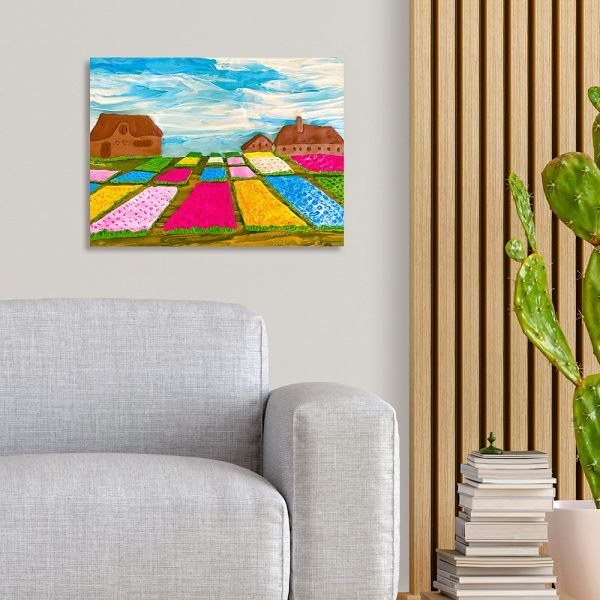 Set pictura senzoriala 3D cu argila usoara, Campuri cu flori in Olanda, 30x40 cm [3]