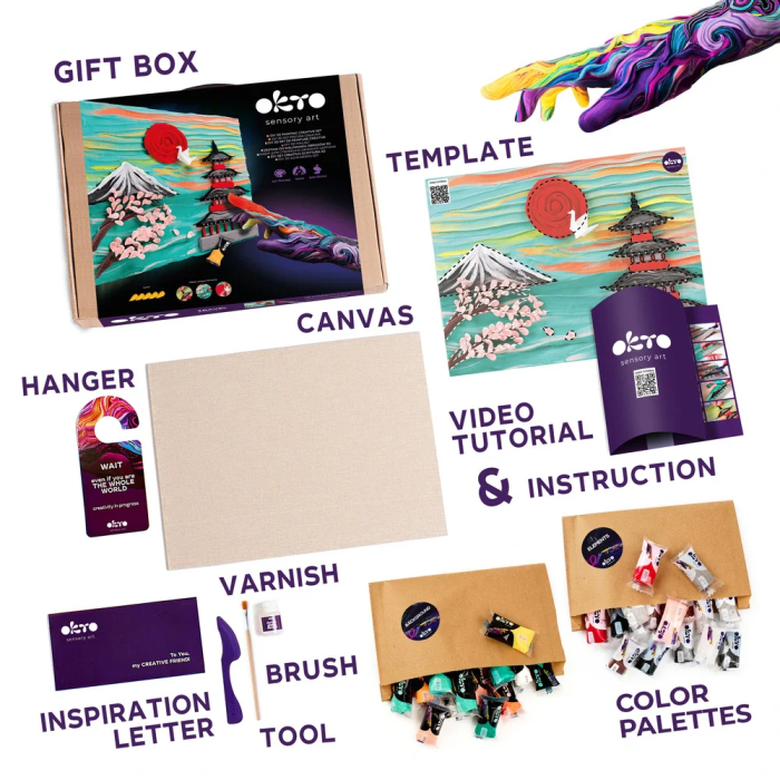 Set pictura senzoriala 3D cu argila usoara, Peisaj Japonez, 30x40 cm [3]