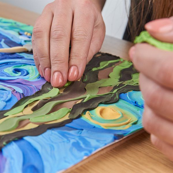 Set pictura senzoriala 3D cu argila usoara, Noapte instelata, 30x40 cm [3]