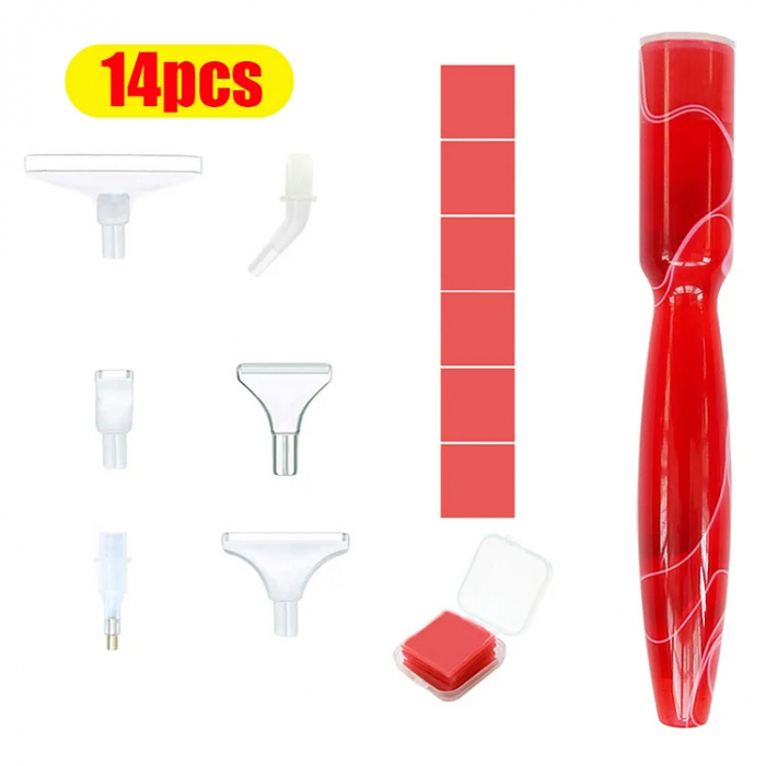 Set stilou rasina aplicare goblen cu diamante, 6 capete si rezerve ceara [2]