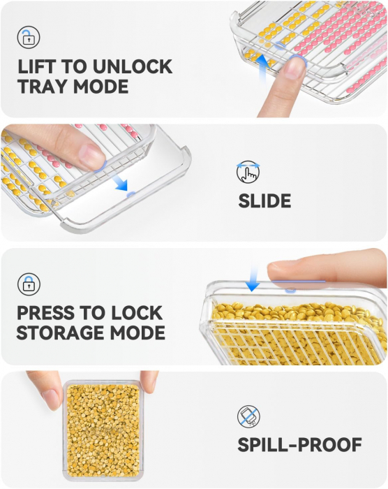 Tavita mare 2 in 1 cu 3 tipuri de compartimente, pentru goblenurile cu diamante [3]