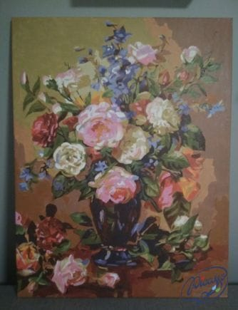 Set pictura pe numere, cu sasiu, Trandafiri si bujori, 40x50 cm [4]