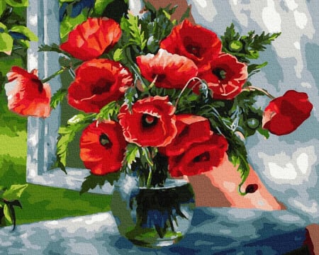 Set pictura pe numere, cu sasiu, Buchet rosu, 40x50 cm [0]
