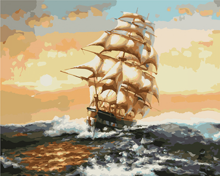 Set pictura pe numere, cu sasiu, Nava 40x50 cm [0]