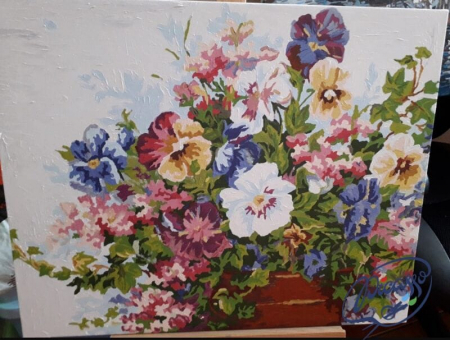 Set pictura pe numere, cu sasiu, Panselute, 40x50 cm [3]
