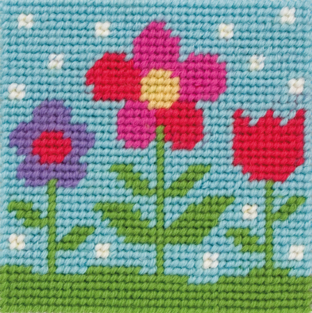 Primul meu set de broderie, Flori, 10x10cm [0]