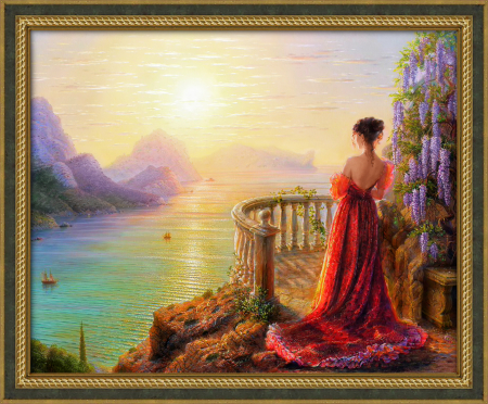 Set goblen cu diamante, fara sasiu, La apus, 50x40 cm [0]