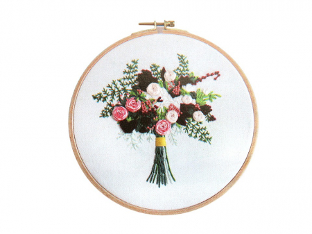Broderii & Tesaturi - Set pentru brodat cu imprimeu, fara gherghef, Buchet de vara, 13x14,8 cm