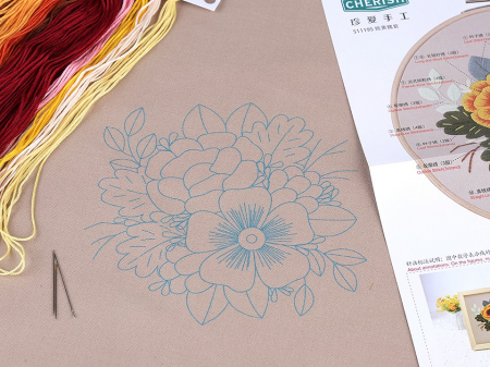 Set pentru brodat cu imprimeu, fara gherghef, Buchet vintage [1]