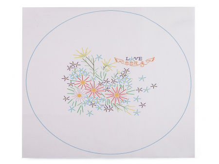 Set pentru brodat imprimat, cu gherghef, Flori de primavara, Ø26,5cm [1]