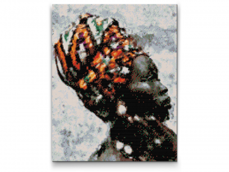 Set goblen cu diamante, cu sasiu, Femeie africana, 40x50 cm [0]