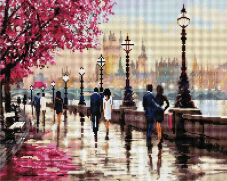 Set goblen cu diamante, cu sasiu, Pe Tamisa, 40x50 cm [0]