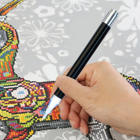 Stilou negru LED aplicare goblen cu diamante [4]
