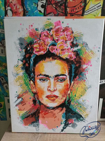 Set pictura pe numere, cu sasiu, Frida Kahlo - decupaj, 40x50 cm [3]