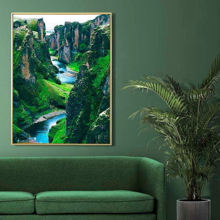 Set goblen cu diamante, cu sasiu, Stanci inverzite, 40x50 cm [5]