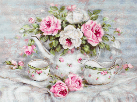 Set goblen, Set ceai cu trandafiri, 30x22cm