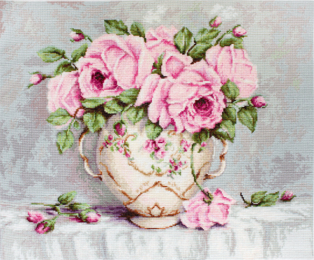 Set goblen, Trandafiri roz, 27x22cm