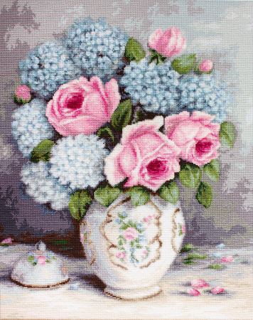 Set goblen, Trandafiri si hortensii, 22x27.5cm