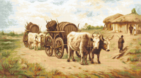Set goblen, Car cu boi (Theodor Aman), 36x20 cm