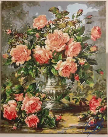 Set pictura pe numere, cu sasiu, Buchet de trandafiri, 40x50 cm [0]