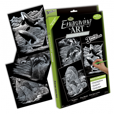 Set 3 gravuri folie argintie, Animale arctice, A4 [0]