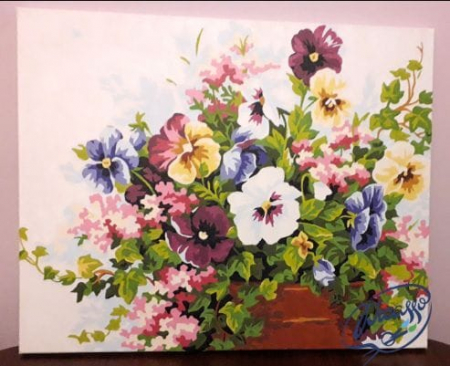 Set pictura pe numere, cu sasiu, Panselute, 40x50 cm [2]