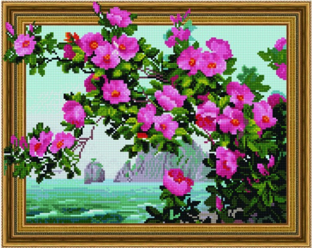 Set goblen cu diamante, cu sasiu, Insula paradisului, 40x50 cm [0]