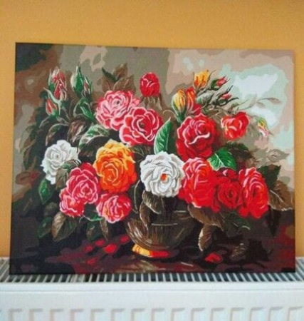 Set pictura pe numere, cu sasiu, Buchet luxuriant de trandafiri, 40x50 cm [2]