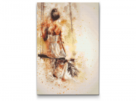 Set goblen cu diamante, cu sasiu, Fata in leagan, 40x60 cm [0]