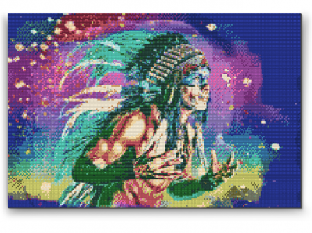 Set goblen cu diamante, cu sasiu, Amerindian in culori, 40x60 cm [0]