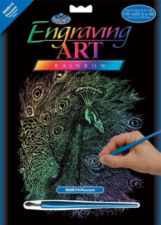 Set gravura folie curcubeu, Paun, A4 [1]