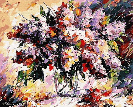 Set pictura pe numere, cu sasiu, Buchet de liliac - Leonid Afremov, 40x50 [0]