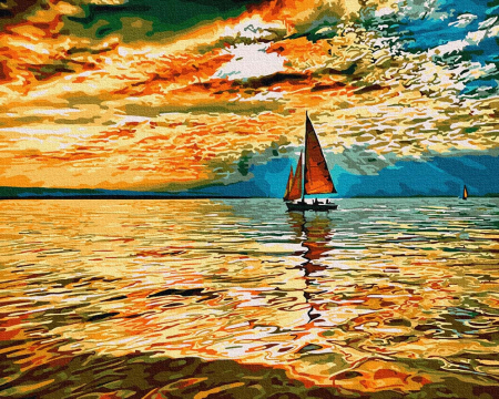 Set pictura pe numere, cu sasiu, Culorile apusului, 40x50 cm [0]