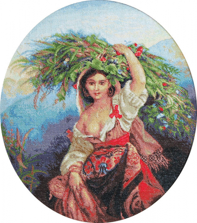 Ac & Ata - Set goblen, Italianca cu flori, 26x30cm