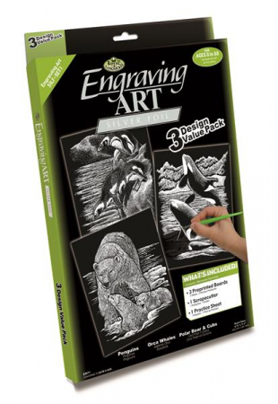 Set 3 gravuri folie argintie, Animale arctice, A4 [1]