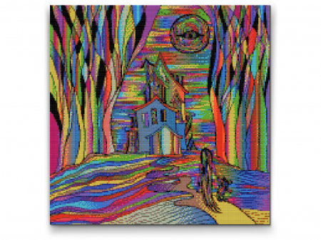 Set goblen cu diamante, cu sasiu, Casa colorata, 50x50 cm [0]