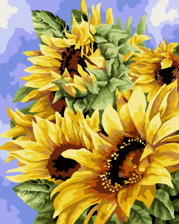 Set pictura pe numere, cu sasiu, Flori de aur, 40x50 cm [0]