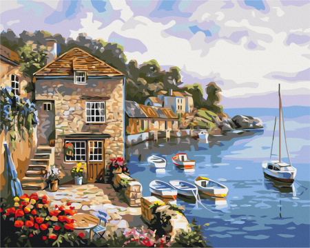 Set pictura pe numere, cu sasiu, Barci pe mare, 40x50 cm [0]