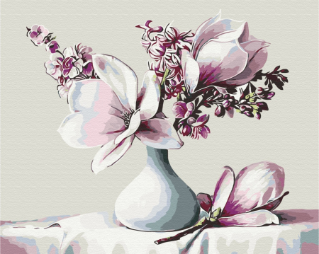 Set pictura pe numere, cu sasiu, Buchet de magnolii, 40x50 cm [0]