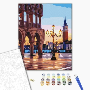 Set pictura pe numere, cu sasiu, Apus, 40x50 cm [1]