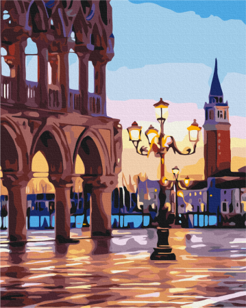 Set pictura pe numere, cu sasiu, Apus, 40x50 cm [0]