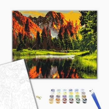 Set pictura pe numere, cu sasiu, Apus in valea muntilor, 40x50 cm [1]