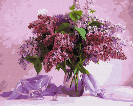 Set pictura pe numere, cu sasiu, Liliac, 40x50 cm [0]