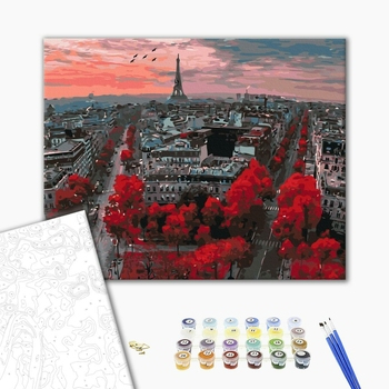Set pictura pe numere, cu sasiu, Rosu de Paris, 40x50 cm [1]