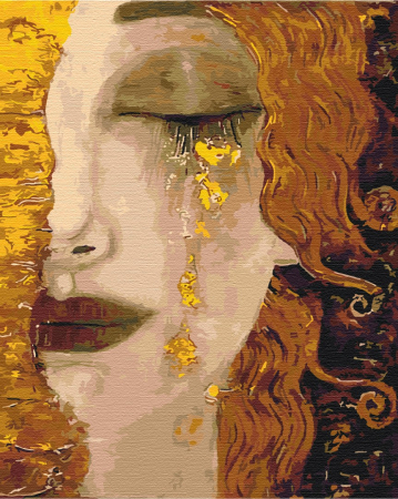 Set pictura pe numere, cu sasiu, Lacrimi aurii - Gustav Klimt, 40x50 cm [0]