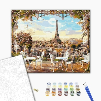 Set pictura pe numere, cu sasiu, Terasa spre Turnul Eiffel, 40x50 cm [1]