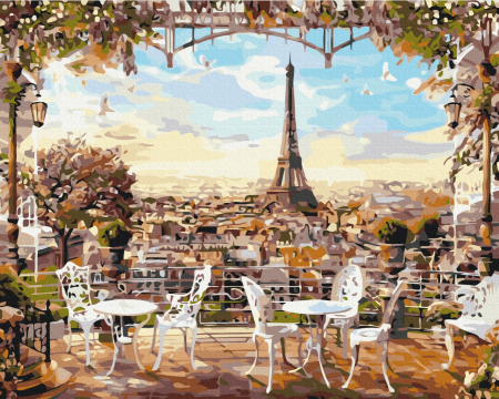 Set pictura pe numere, cu sasiu, Terasa spre Turnul Eiffel, 40x50 cm [0]