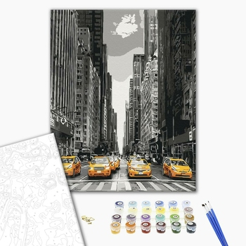 Set pictura pe numere, cu sasiu, Taxiuri in New York, 40x50 cm [1]