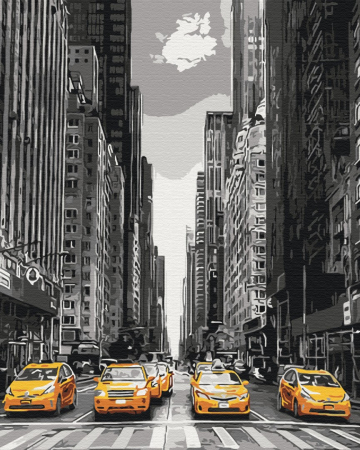 Set pictura pe numere, cu sasiu, Taxiuri in New York, 40x50 cm [0]